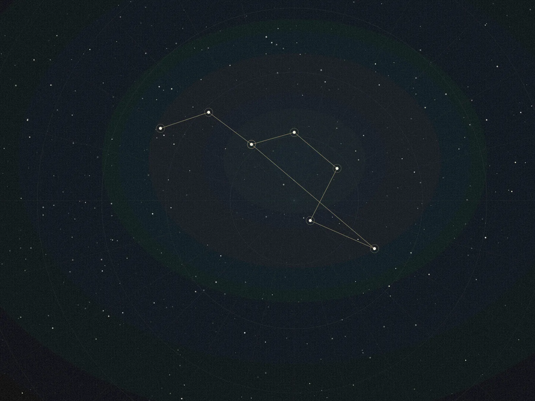 A star chart with a faint graticule and one constellation traced in gold.